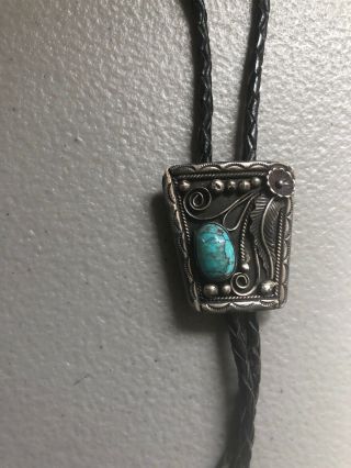 Vintage Begay Turquoise and Sterling Silver Bolo 2