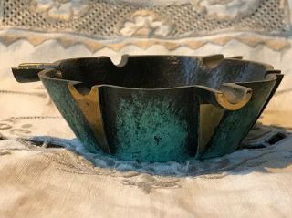 Vintage Bronze Brass Teal Green Ash Tray Ashtray “SABRA” Made in Israel 2