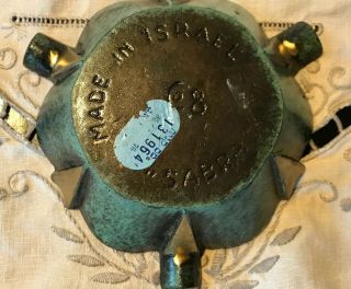 Vintage Bronze Brass Teal Green Ash Tray Ashtray “SABRA” Made in Israel 3