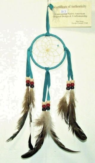 3 " Hoop Dreamcatcher Authentic Native American Turquoise Blue 803