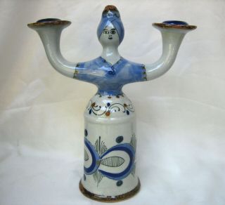 El Palomar Ken Edwards Mexico Tonala Vintage Pottery Rare Figural Candleholder