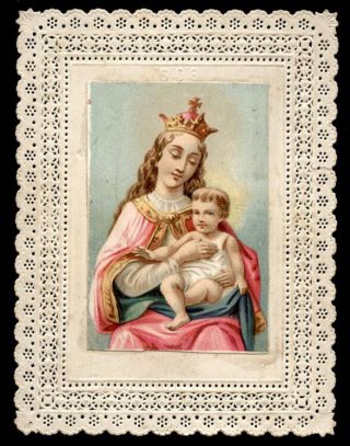 Old Holy Card Lace Canivet Santino Merlettato Mater Dei