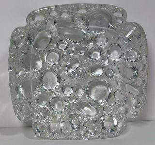 Vintage Mid Century Blenko Art Glass River Rock Pebble Bubble Pattern Ashtray 4 "