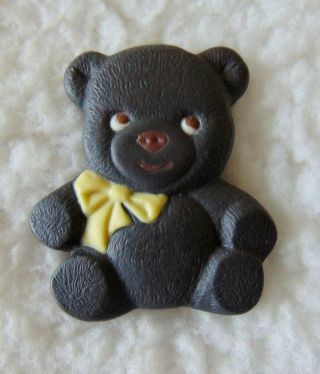 Vintage Black Jasperware Realistic Teddy Bear Button By Stella Rzanski 4410a