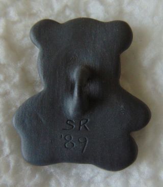Vintage Black JASPERWARE Realistic Teddy Bear BUTTON by STELLA RZANSKI 4410A 3