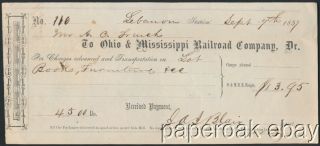 1857 Ohio & Mississippi Railroad Company Receipt