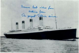 Millvina Dean 4 X 6 Autographed Photo Rms Titanic White Star Line Interest