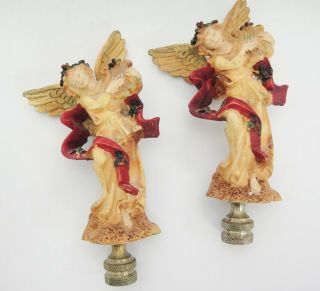 Figural Christmas Angel Lamp Finials Set Of 2 Victorian Style