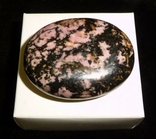 Dino: Spiderweb Rhodonite Crystal Tumbled Chakra Palm Stone,  Brazil - 56 grams 3