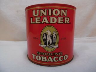Vintage Collectible Union Leader Smoking Tobacco Tin 14 Oz.