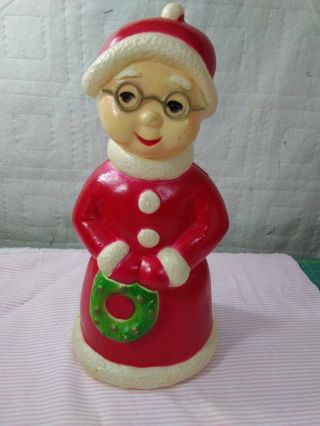 Vntg Union Products Christmas Mrs Claus Plastic Blow Mold No Light Cracked Base