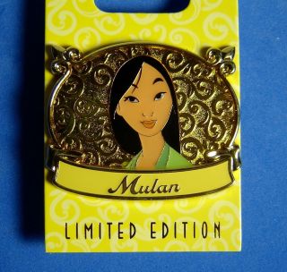 Mulan Portrait Gold Plaque Princess Disney Pin Wdi Le 300 On Card