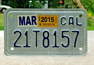 Cali Ca California Motorcycle License Plate Tag 21t8157 1990 - 2000s Era March
