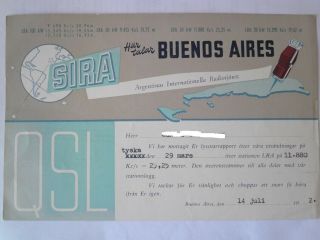 Qsl Cards From The Overseas Service Of The Argentine National Radio