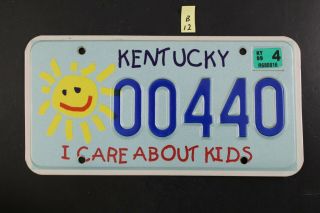1998 1999 Kentucky License Plate 00440 I Care About Kids (b12