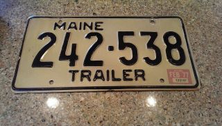 Vtg 1977 Maine Trailer License Plate 242 - 538