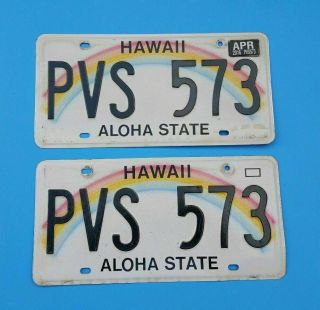 Hawaii Rainbow Aloha Sate License Plate Pair Set Pvs 573