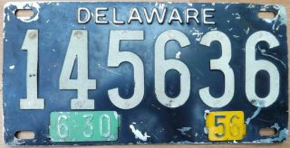 6 - 30 1956 Delaware Black Stainless License Plate Displayable
