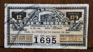 1937 Neiva - Colombia Lottery Ticket with Stamps / Cancels South America Antique 3