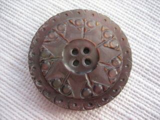 Vintage Medium 1 - 3/16 " Smokey Mother Of Pearl Mop Shell Carved Button Pb68
