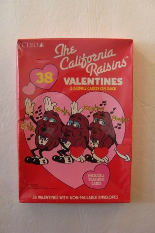 Vintage The California Raisins Valentines Day Cards Box Of 38 Teacher Card 1988