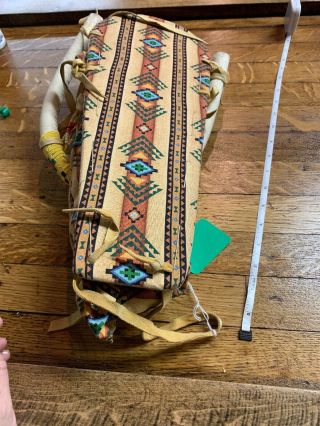 Native American Baby papoose cradle board For Doll 15” Beaded 7