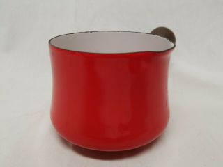 Vintage DANSK Designs France IHQ Red Enamel Sauce Pot with Wooden Handle 6