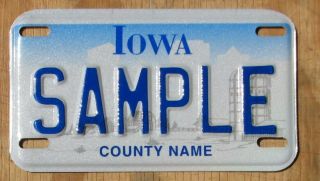Iowa Motorcycle Sample License Plate 1990s Sample
