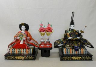 31 Japanese Vintage Hina Doll Odairi - Sama & Ohina - Sama Emperor & Empress W/plum