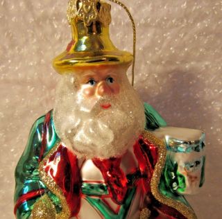 Vintage Glass Christmas Ornament Jumbo 6.  5 Alpine Beer Stein Glitter Grt Detail
