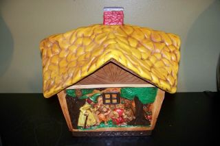 Vintage Cookie Jar Hansel And Gretel Cottage Gingerbread House Witch Fairy Tale
