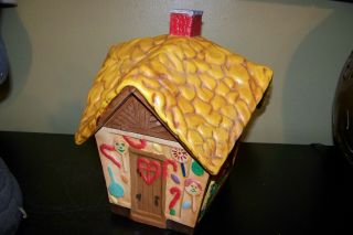 Vintage Cookie Jar HANSEL and GRETEL Cottage Gingerbread House Witch Fairy Tale 4