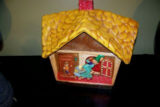 Vintage Cookie Jar HANSEL and GRETEL Cottage Gingerbread House Witch Fairy Tale 5