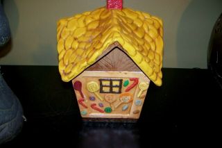 Vintage Cookie Jar HANSEL and GRETEL Cottage Gingerbread House Witch Fairy Tale 6
