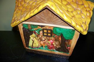 Vintage Cookie Jar HANSEL and GRETEL Cottage Gingerbread House Witch Fairy Tale 7