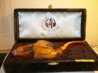 Cao Carved Meerschaum Estate Pipe In Fitted Case - Pegasus Horse