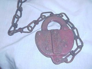 Vintage Erie Railroad Lock With Chain No Key