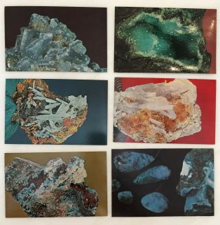 6 Crystal Cerussite Celestite Chrysocolla Postcard Rock Mineral Arizona & Ohio