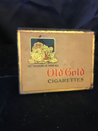 Vintage Old Gold 50 Cigarettes Tin The Treasure Of Them All Flat Tin