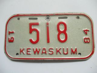 Rare Vintage 1984 Kewaskum Wi Metal Bicycle Bike License Plate 518