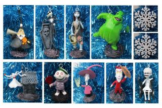Nightmare Before Christmas 10 Deluxe Ornaments Jack,  Sally,  Zero,  Mayor,  Shock