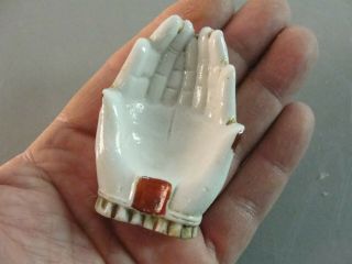 Porcelain Japanese Praying Giving Cupped Hands Cigarette Ashtray Japan Antique