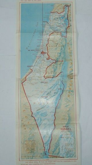 Jewish Judaica Israel Israeli Map 1960 Duty Brochure Elal Airlines Ad