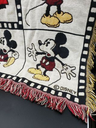 Rare VTG 1990 ' s Disney Mickey Mouse Throw Blanket Reverse Print Goodwin Weavers 5