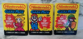 3 Vintage 1989 Nintendo Game Packs - Mario Bros.  - Link - Princess Peach
