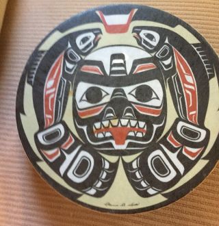 Native American Northwest Coast Haida Indian Shaman Hand Drum 11 " Signed