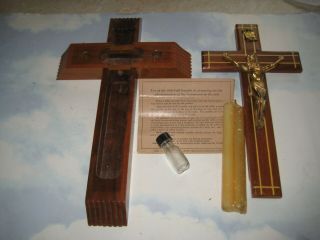 Vintage Wood Last Rites Jesus On Cross Wall Crucifix