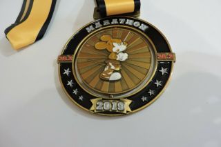 2019 Disney Full Marathon Medal With Reversible Center Images Of Mickey Mouse,