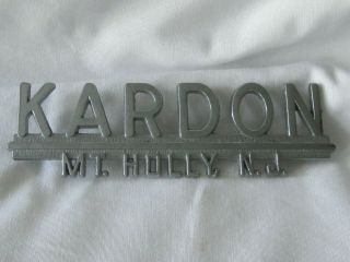 Vintage Kardon Chevrolet Car Dealer Chrome Emblem Mt Holly N.  J.  Nameplate Badge