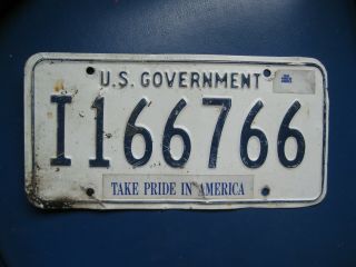 Vintage U.  S.  Government License Plate I166766 Take Pride In America